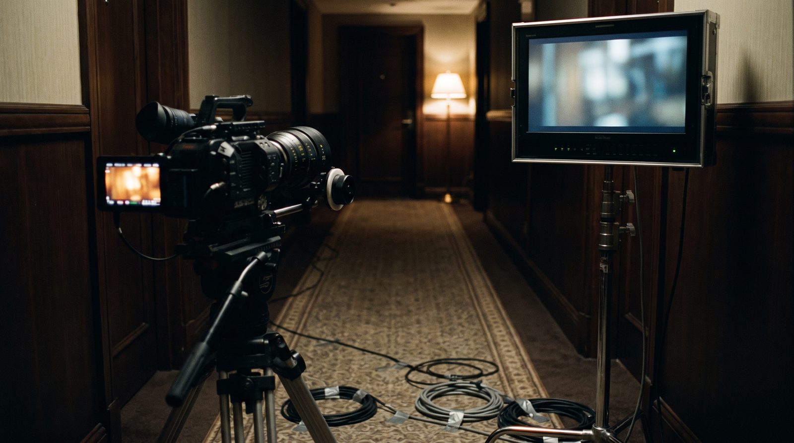 On set between takes